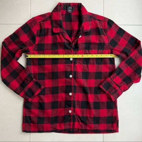 J. Crew Red & Black Buffalo Check button front Pajama Shirt NWT Size Sma… - Picture 6 of 7